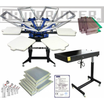 TM-R6 2.14*2.14*1.15 M Cheap Manual Rotary 6-Color T-Shirt Screen Printing Machine with Flash Dryer